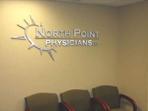 Laminated brushed aluminum letters for doctors reception room