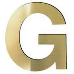 gemleaf letter G with a brass face