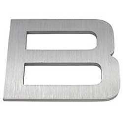 Brushed aluminum letter B