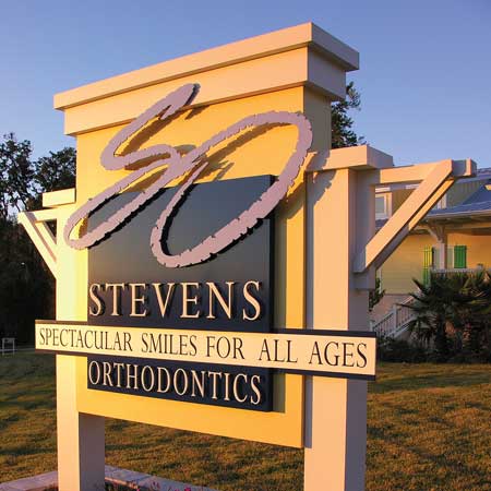 Cut Aluminum letters installed on a dentist's office Marquee