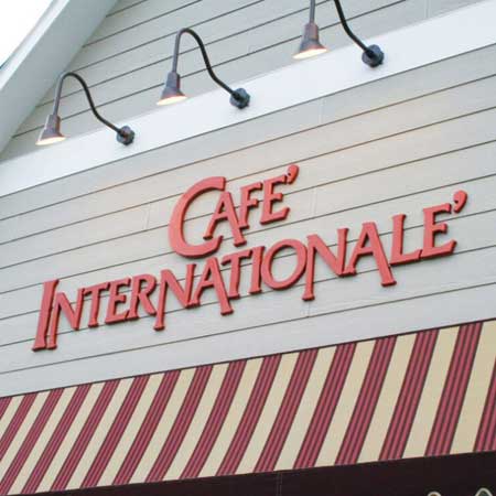 Cafe International building letters in formed plastic