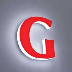 machined acrylic vinyl face and edge lit letter G variation L600