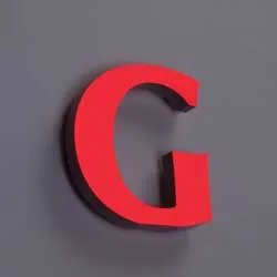 machined acrylic vinyl face lit letter G variation L700