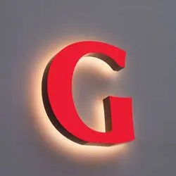 machined acrylic vinyl face and edge lit letter G variation L800