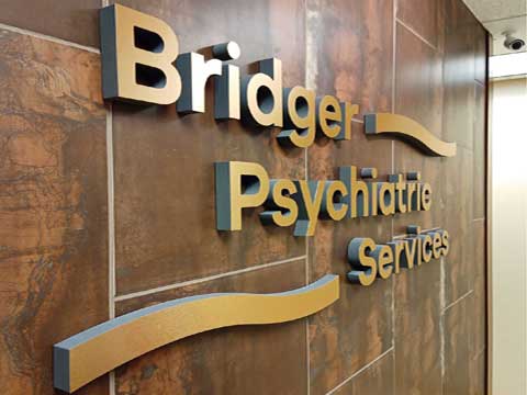Metal on Foam sign letters at Bridger Psychiatric Service 