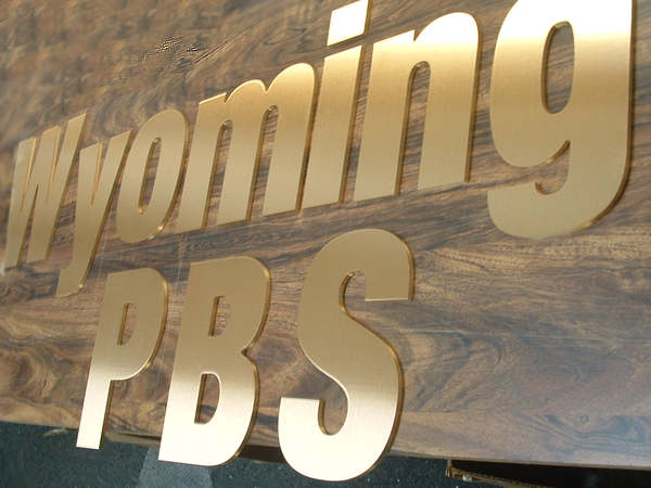 Brushed satin bronze letters for Wyoming PBS station
