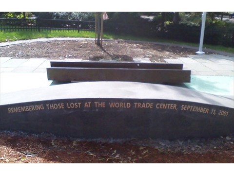 Corten steel backdrop for a September 11 memorial